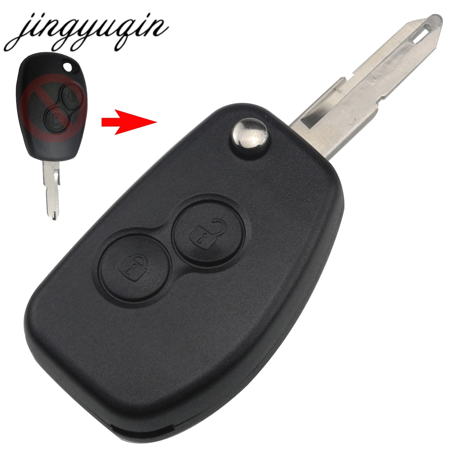 Jingyuqin 10 шт. 2 кнопки дистанционный флип-ключ для Renault Megane Modus Espace Laguna Duster Logan DACIA Sandero