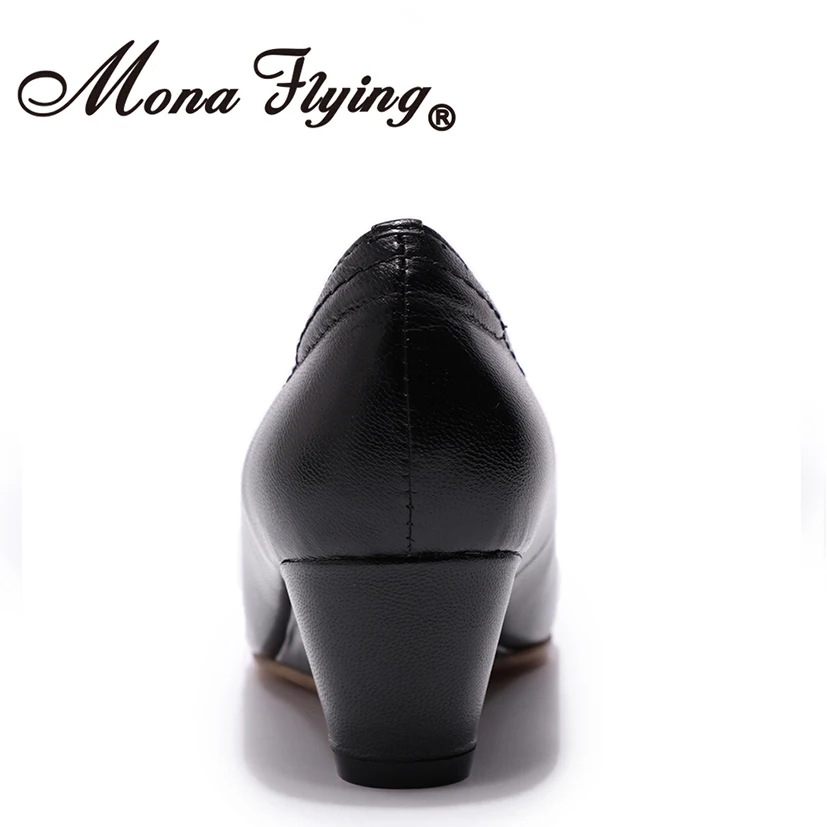 Mona Flying/женские туфли-лодочки на танкетке из натуральной кожи модельные женские туфли на высоком каблуке с круглым носком без застежки ручной работы, 078-A13
