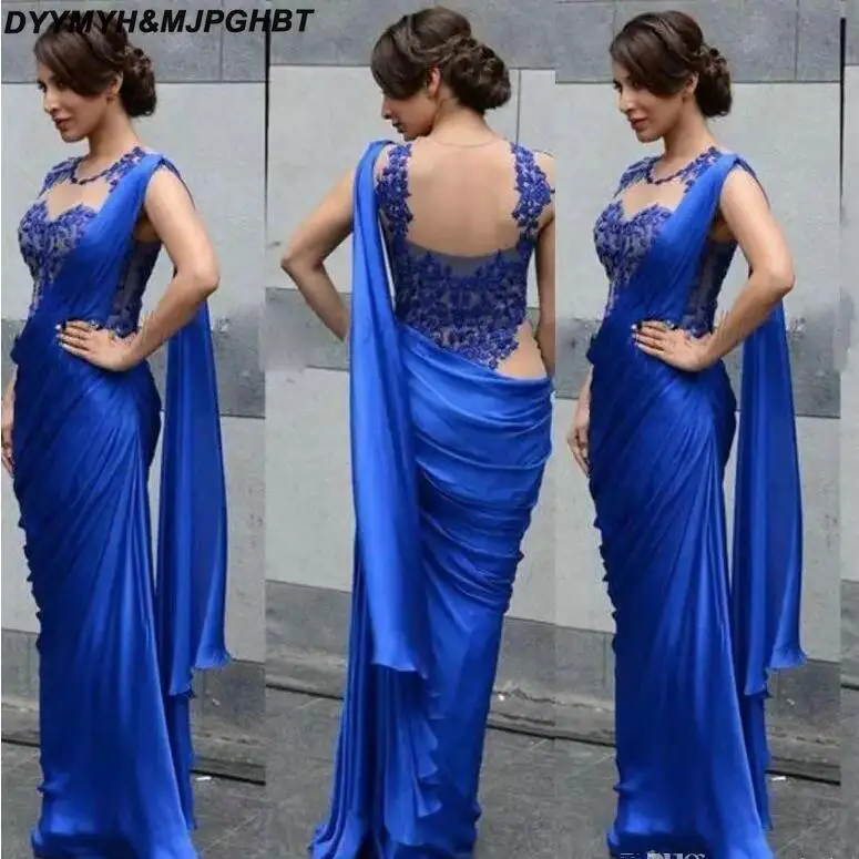 Элегантные королевские синие вечерние платья 2019 кружевные аппликации Выпускные