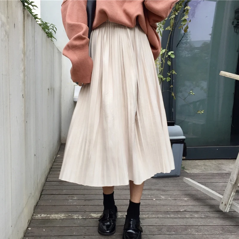 Faldas mujer moda 2019 Весна Осень harajuku школьная длинная юбка элегантная женская с высокой