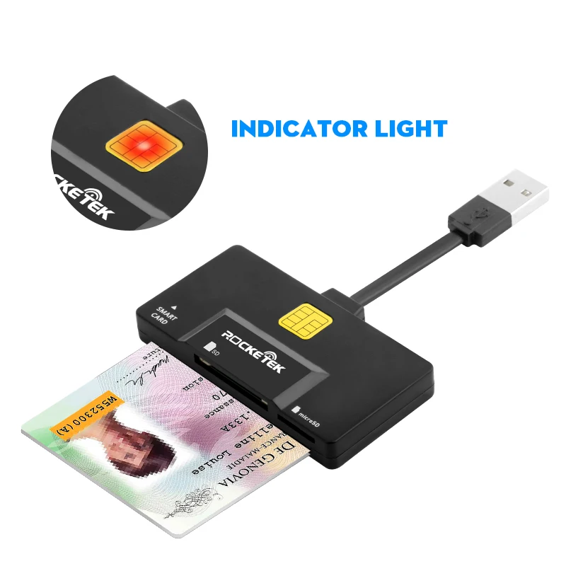 Rocketek USB 2 0 multi Smart Card Reader SD/TF micro SD карты памяти/ID/банковская карта sim cloner разъем