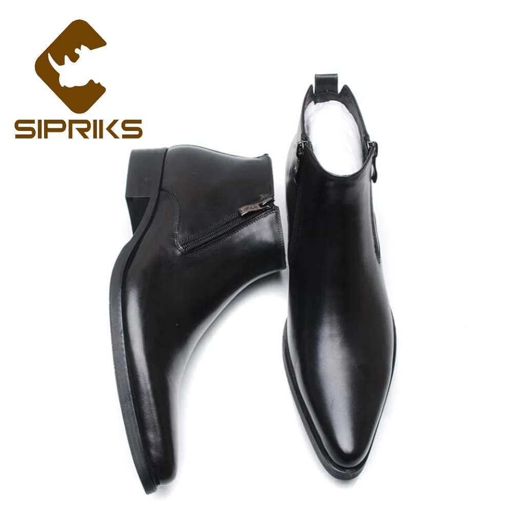 Sipriks 38 46 Коричневая Кожаная двойная молния Ковбойские сапоги мужские Черные