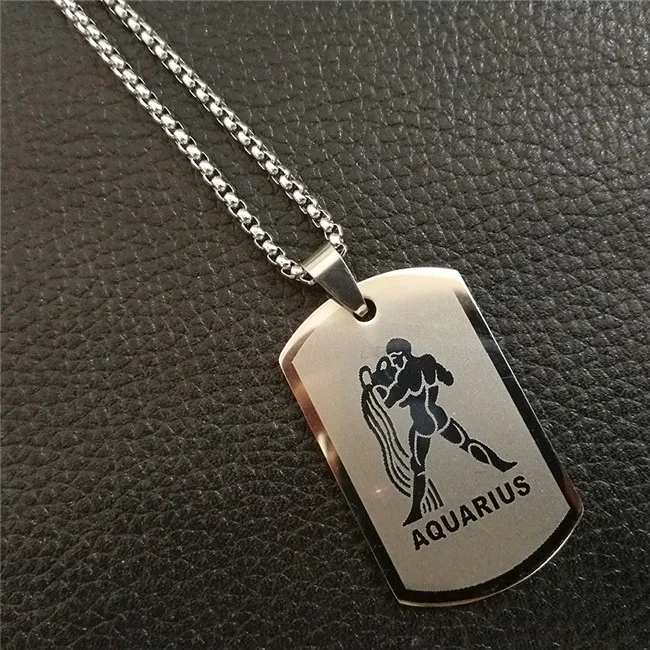 Aquarius Silver Leo 12 созвездий ожерелье для мужчин/женщин подарки на день рождения Прямая поставка Нержавеющая сталь Золото скорпион кулон знак зодиака ювелирные изделия - Окраска металла: Aquarius Silver