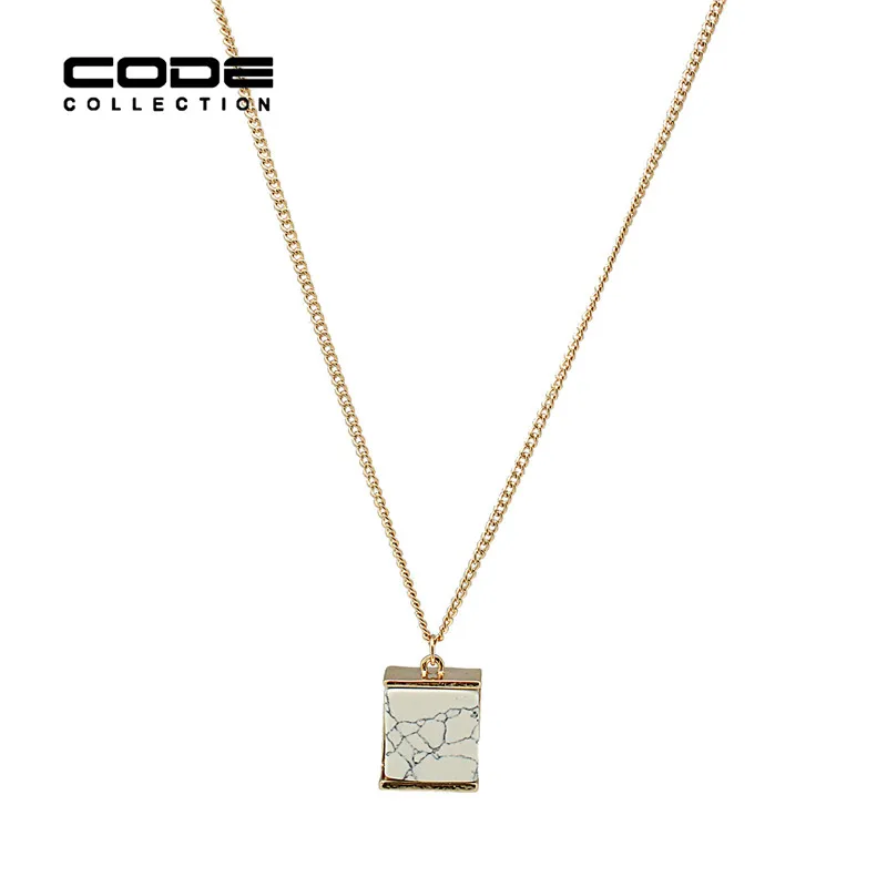 Новый Белый Кулон Модные Мраморность Maxi Ожерелье Природный Камень Женщины Pendule