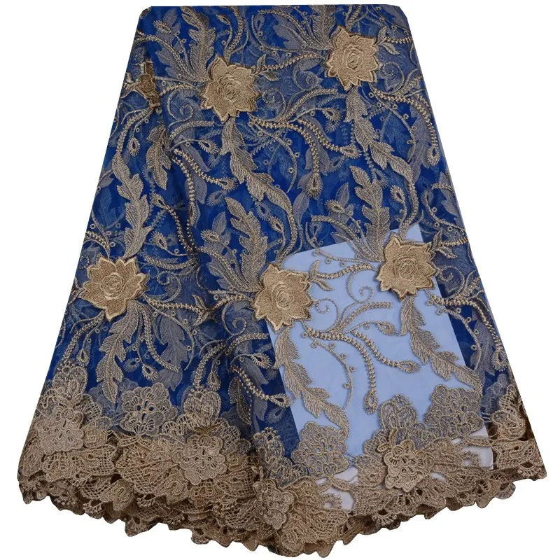 Синяя африканская кружевная ткань 2017 французское Сетчатое кружево новый дизайн