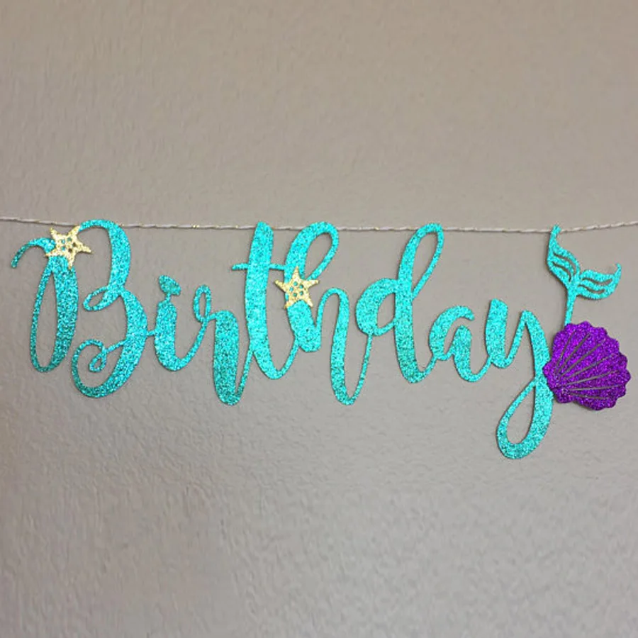 Одноразовый с днем рождения плакат русалкой гирлянда для девочек День Рождения