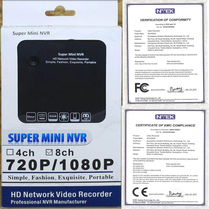 Сетевой видеорегистратор 4 канала Super Mini 1080P NVR с ONVIF и 15 кратным цифровым зумом