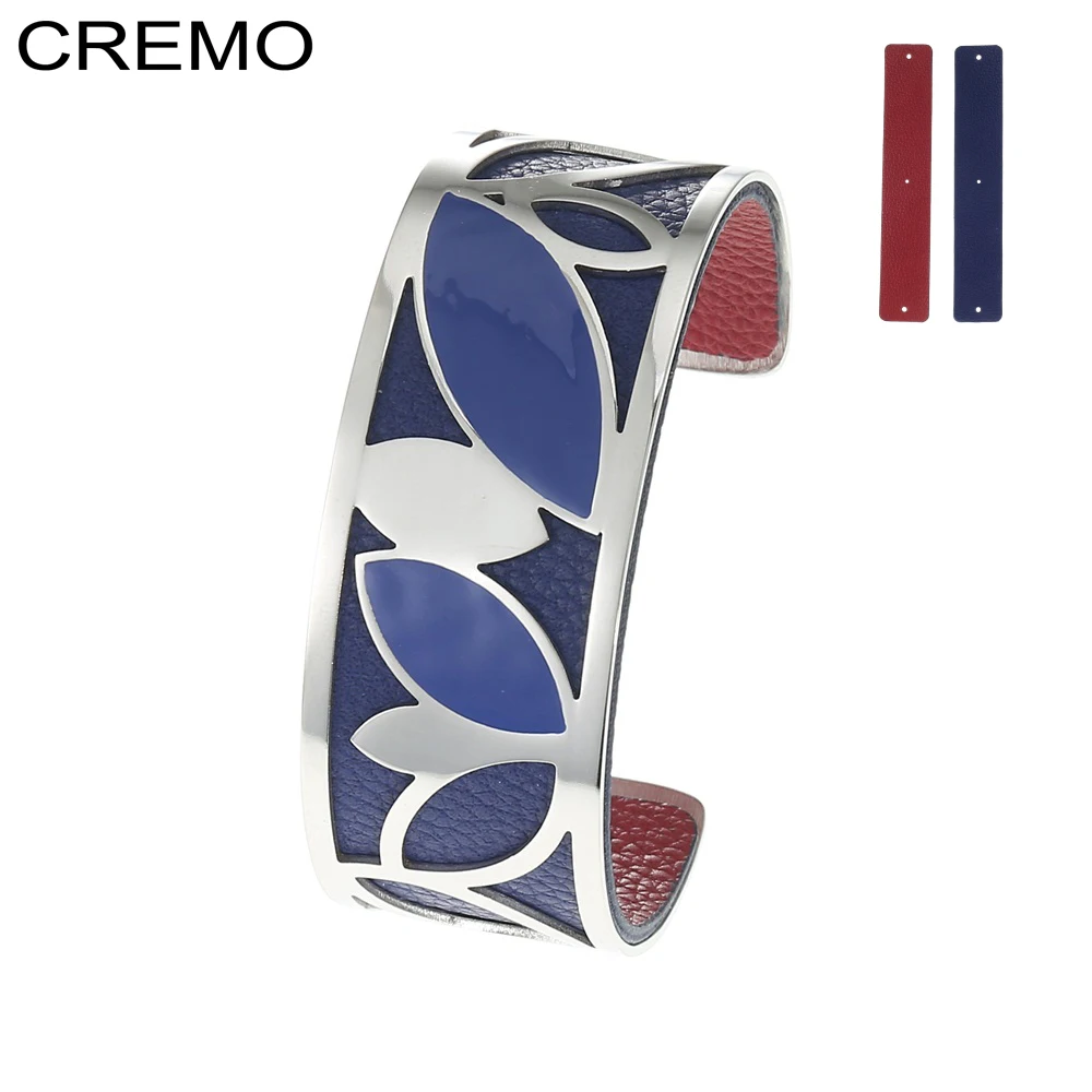 Cremo эмаль браслет для женщин Bijoux Femme из нержавеющей стали регулируемый кожаный
