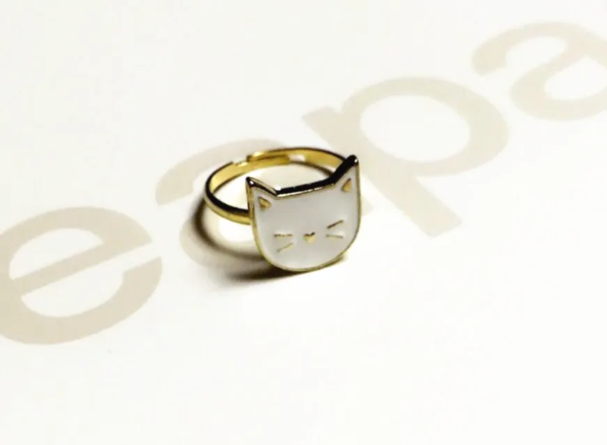 Timlee H072 милый мультфильм белый и черный Кот металлические заколки для волос Заколки торговля аксессуарами для волос - Окраска металла: white cat ring