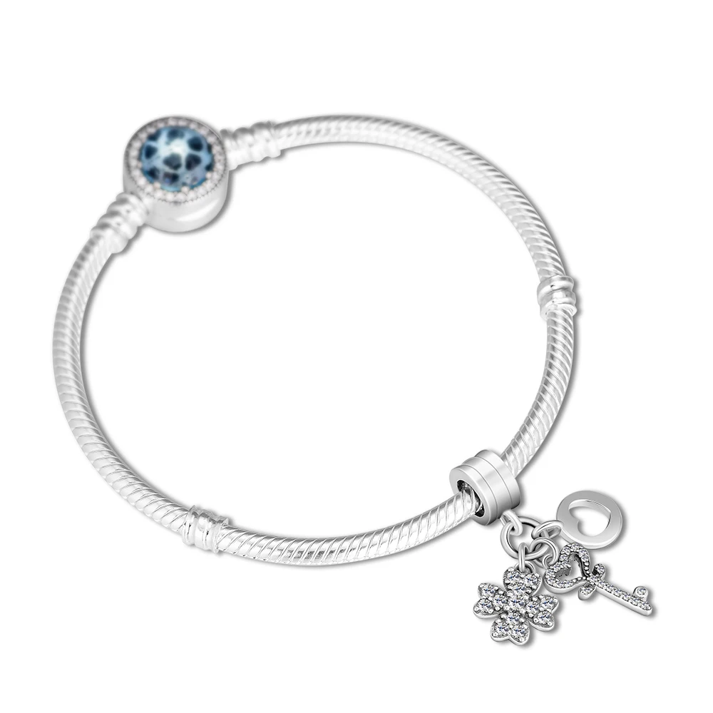 Амулеты подходят для браслетов Pandora Гламурные Трио из бисера 925 оригинальные ювелирные изделия из стерлингового серебра