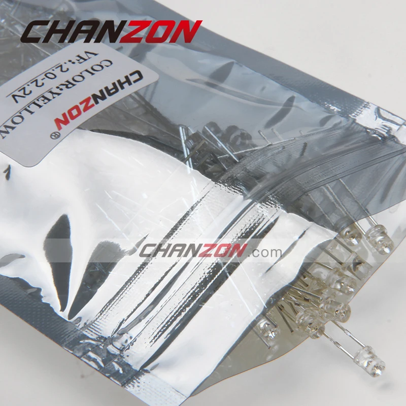 CHANZON 100 шт. 3 мм плоский верх желтый светодиод прозрачный LED 2 в светоизлучающая