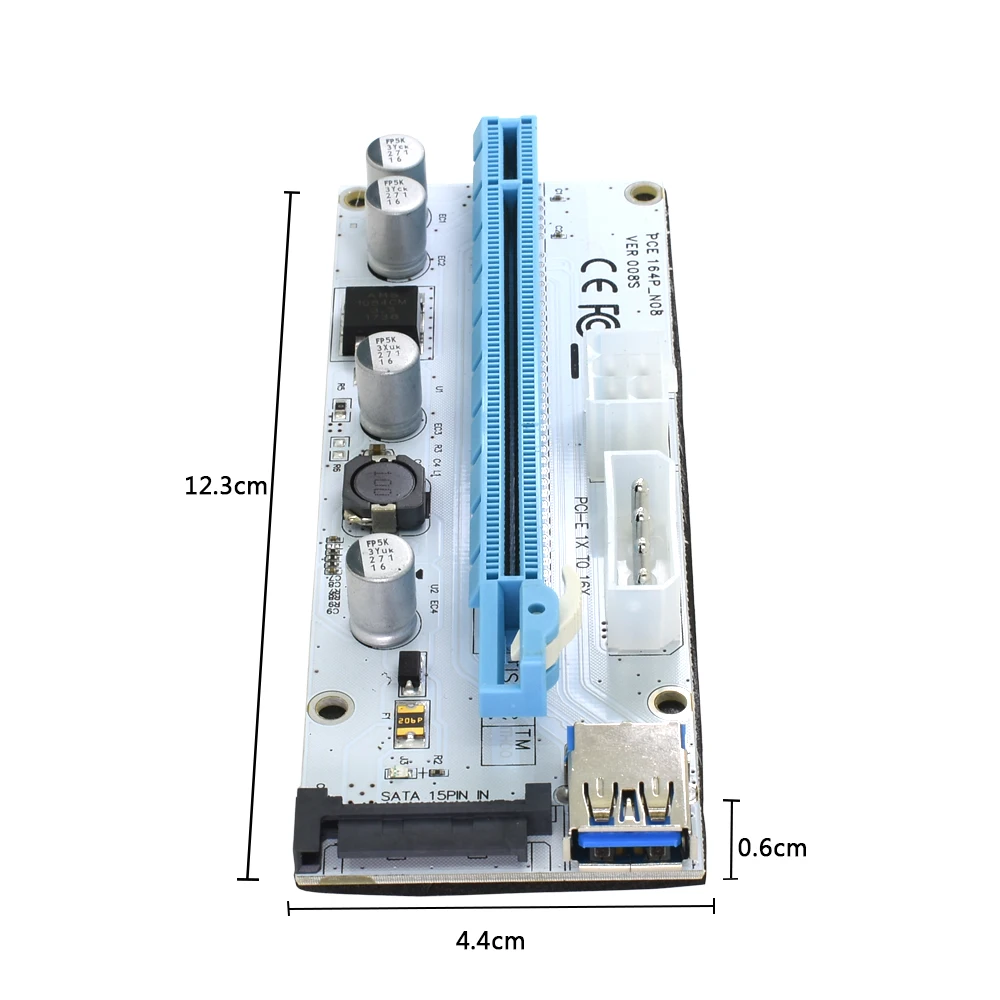 TISHRIC PCIE PCI E Express Riser Card 1x к 16x USB 3 0 кабель VER 008S в 1 Molex 4Pin SATA 6PIN Raise для майнинга Riser| |