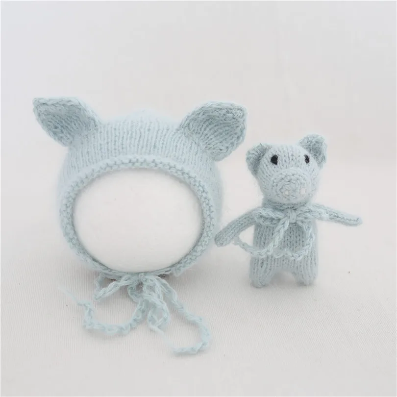 Newborn Pastel Pink Bonnet Toy Set Crochet Baby Girl Long Fluffy Bunny Hat Knitted Easter Rabbit Doll Christmas Gift | Детская одежда и