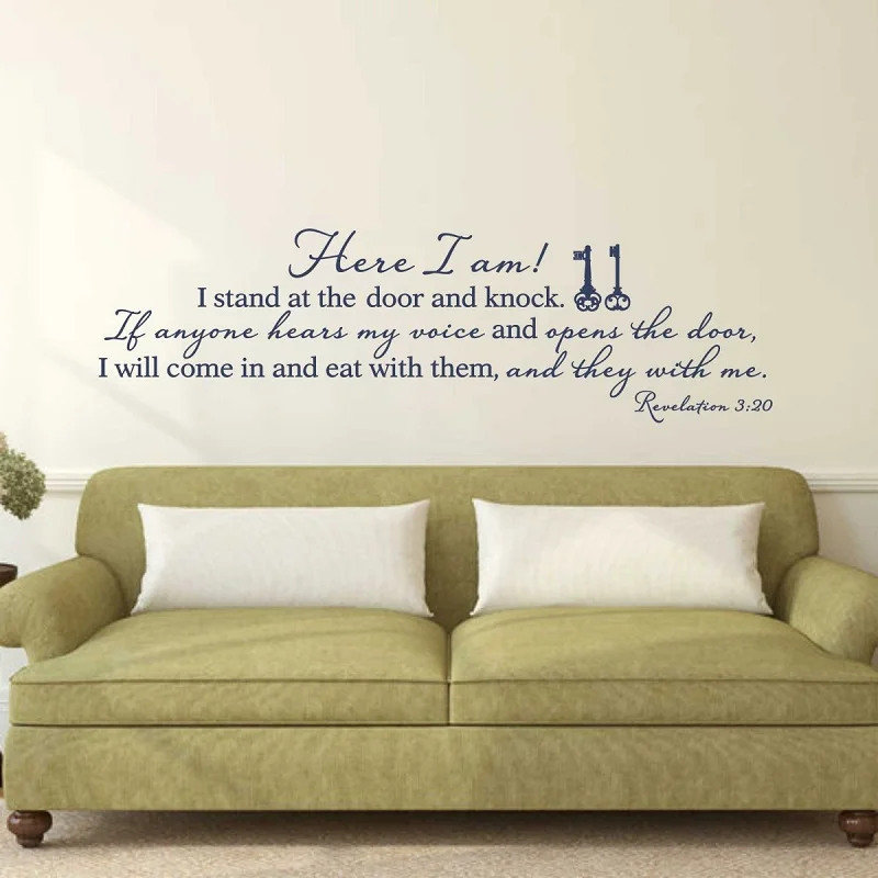

Revelation 3:20 Bible verses Spanish vinyl wall stickers Christian living room bedroom wall stickers decorative wallpaper 2SJ7