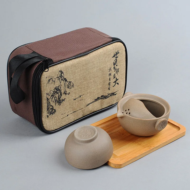 

Дорожный китайский дневной портативный керамический чай Gongfu Gaiwan для одного чайника, чайный набор для уличной церемонии