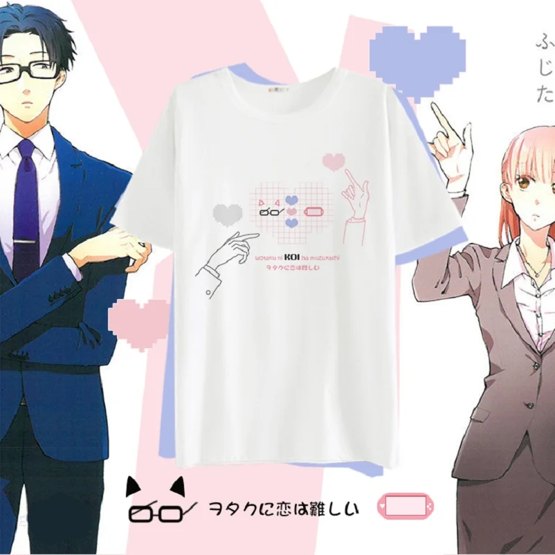 Унисекс аниме Wotakoi: Love is Hard for Otaku хлопковая Повседневная футболка футболки топы |