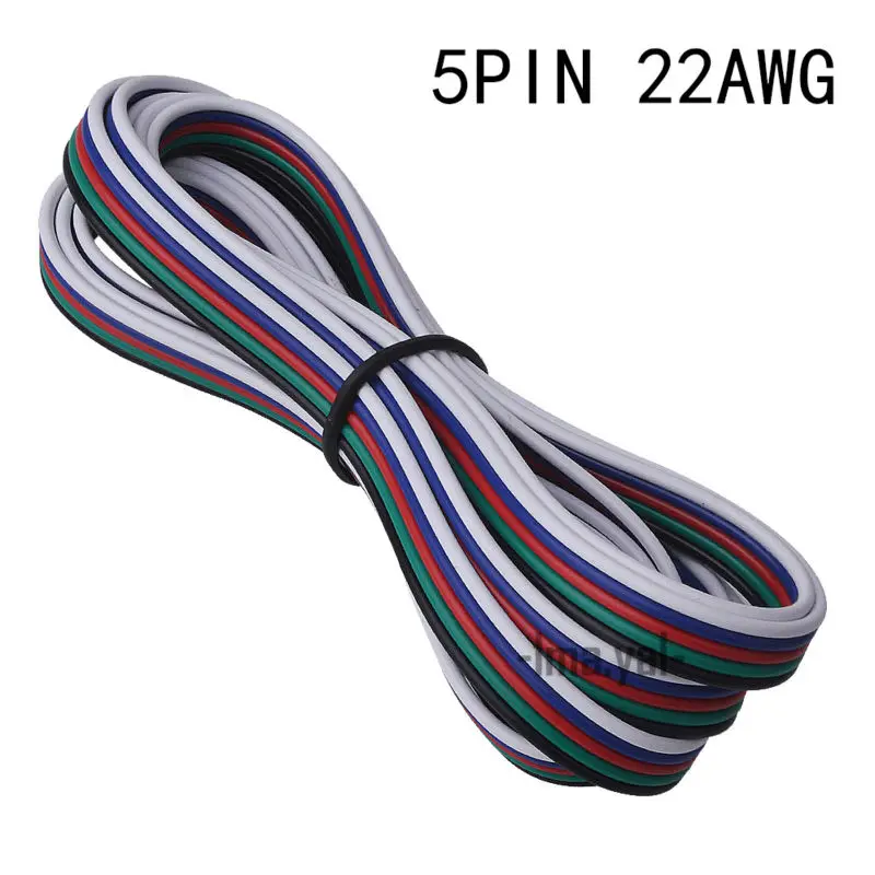20 м/5 м/10 м 2pin провод 3pin 4Pin 5pin удлинитель провода 22 awg RGB + белый Соединительный