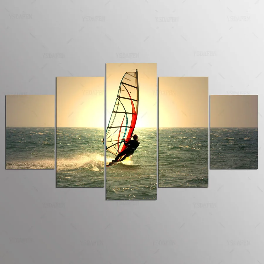 

5 Panels Seamount Surfing Landscape Canvas Print Painting Modern Home Wall Decor Wall Art Picture For Room Decor ny-1040