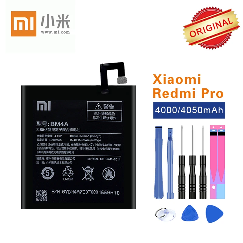

100% Original Xiaomi Battery BM4A for Xiaomi Hongmi Redmi Pro akku 4000/4050mAh High Quality Li-ion with Free Tools