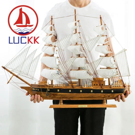 Деревянная модель корабля в винтажном стиле 80 см|Статуэтки и миниатюры| |