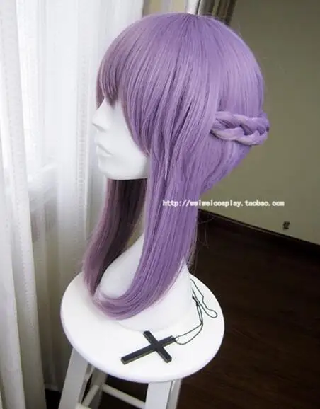 Аниме Owari no Seraph Of The End Shinoa Hiragi короткие фиолетовые плетеные термостойкие волосы косплей костюм парик+ бабочка шпилька - Цвет: Wig Only