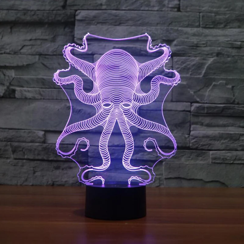 Fding 3D иллюзия свет Осьминог Форма Акриловый ночник 7 цветов Изменение RGB сенсорный