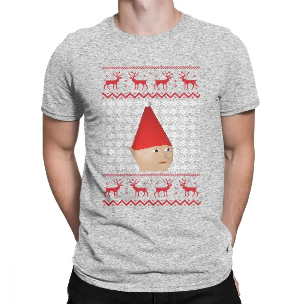 Мужская Рождественская футболка Runescape Gnome, RS Meme, одежда из чистого хлопка, креативная футболка с коротким рукавом размера плюс 4XL 5XL - Цвет: Серый