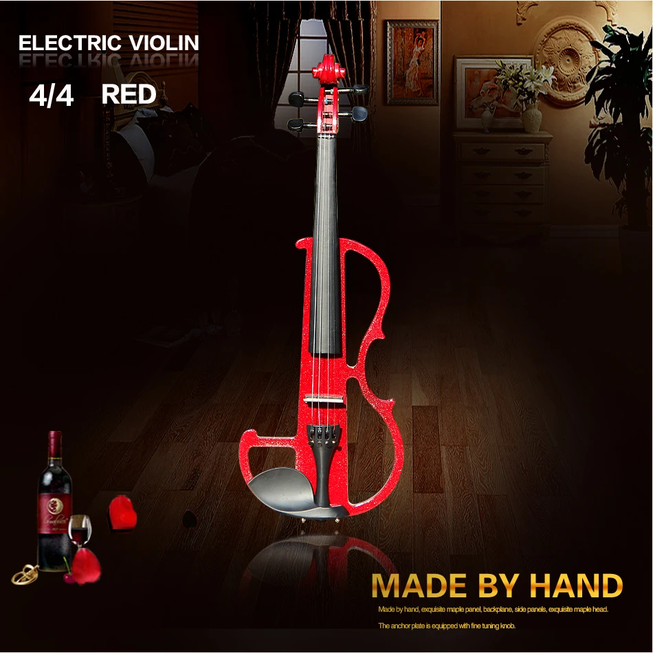 Темно красный Жесткий Чехол для скрипки 4/4 электрическая скрипка ручной работы с