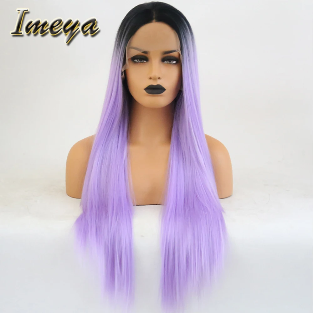 Imeya Ombre кружевные передние парики 24 дюйма длинные шелковистые прямые