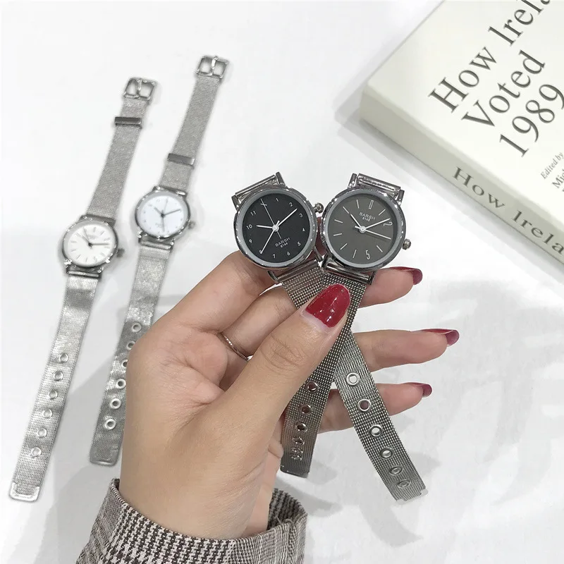 Модные кварцевые креативные часы для женщин минималистичные женские наручные из