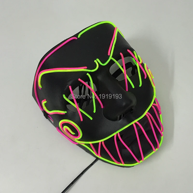 Rave костюм для вечеринки Sawtooth дизайн Led маска на Хеллоуин в виде черепа шок тема EL