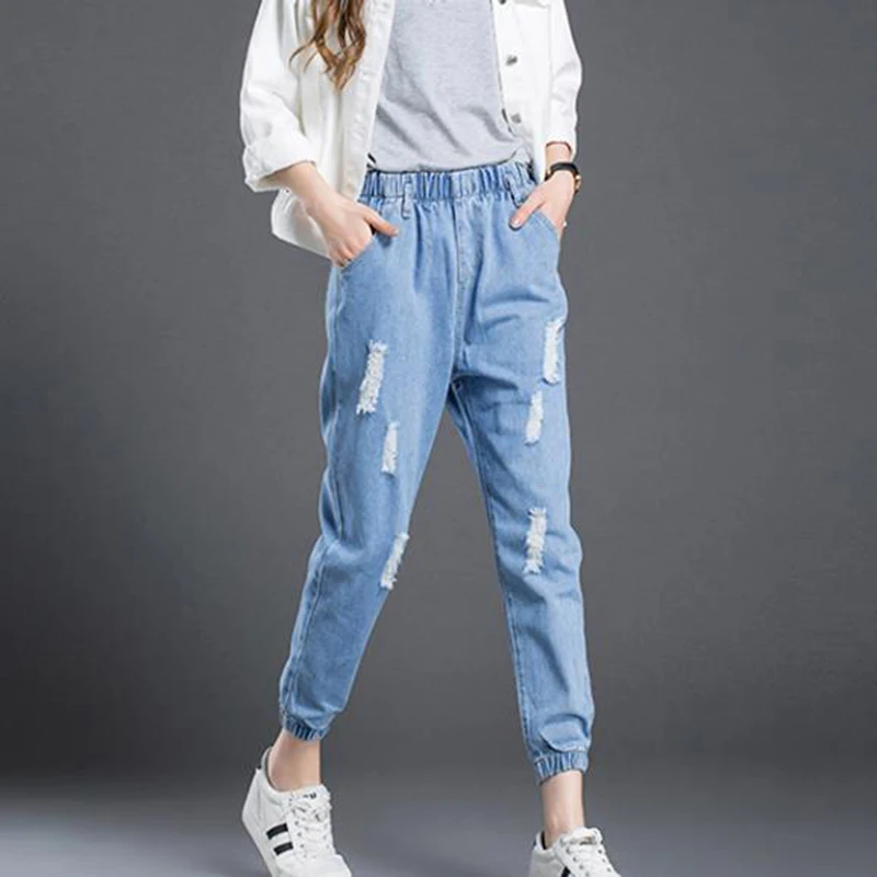 2018 Горячее предложение Винтаж отверстия джинсы Для женщин Повседневное