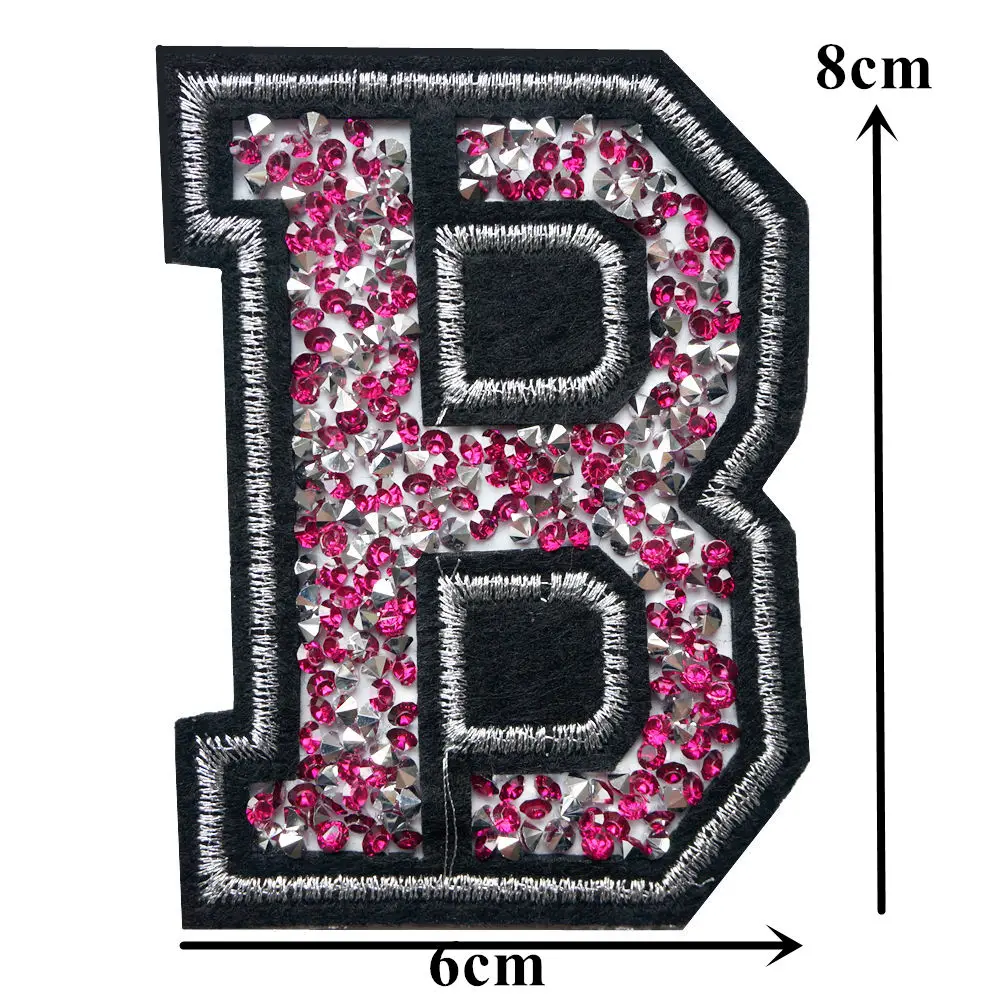 26 букв алфавита красные серебряные стразы патчи для пришивания утюгом вышитые