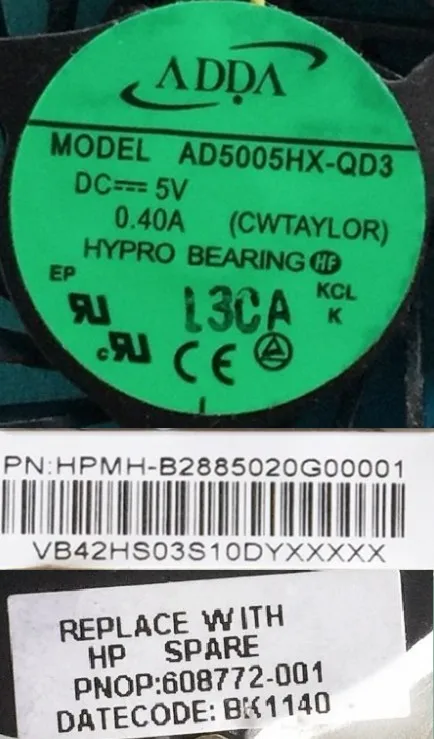 Новый вентилятор для ЦП ноутбука радиатор фотомодуль HP COMPAQ mini CQ10 608772