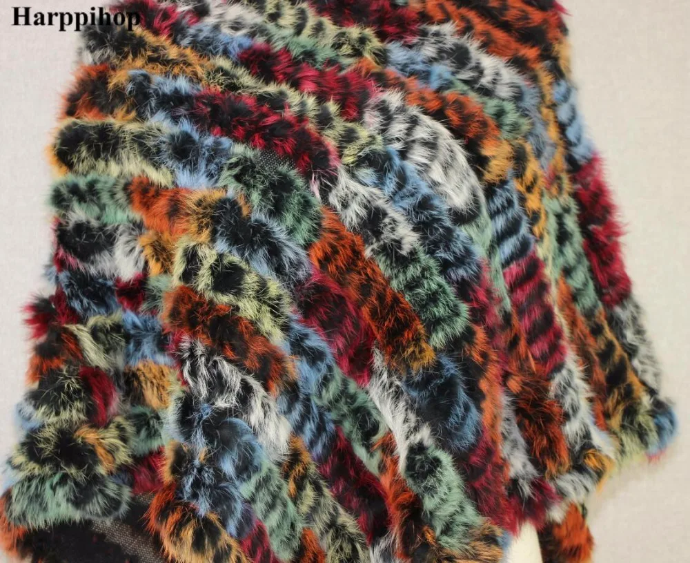 Женское зимнее пончо из натурального кроличьего меха новинка 2017 модная вязаная