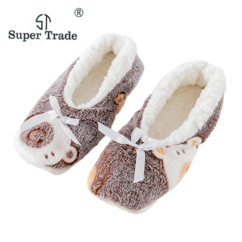 Милые женские домашние тапочки с героями мультфильмов мягкие плюшевые теплые