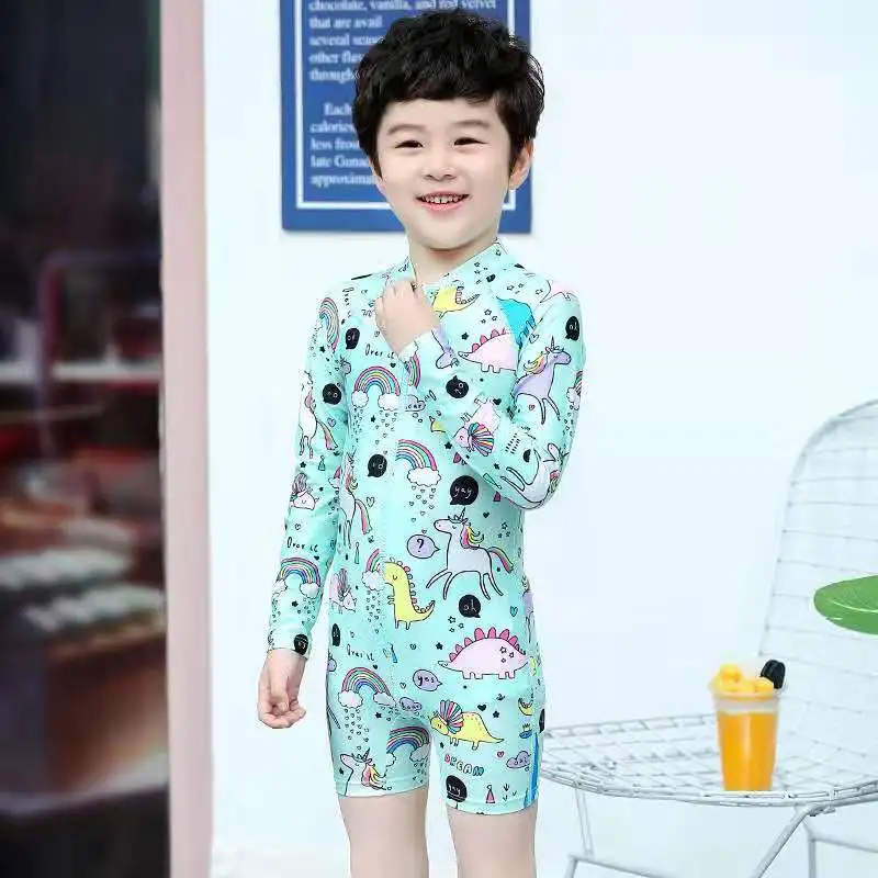 Цельный Детский купальный костюм на молнии спереди легкая одежда для плавания