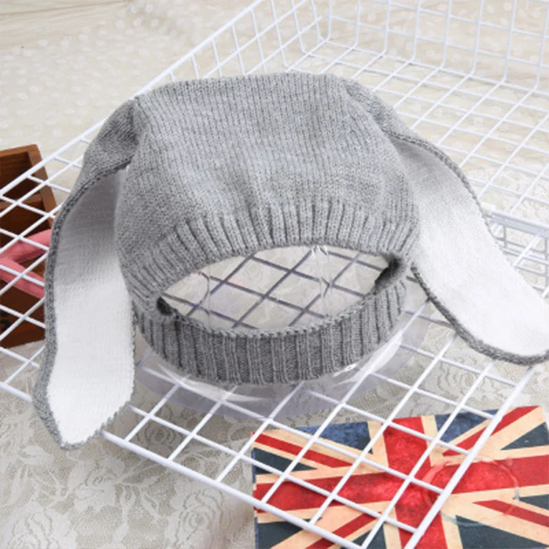 NEW Cute Baby Winter Hat Bunny Ear Rabbit Caps Girl newborn photography props Knitted Cotton protection Beanie Cap | Детская одежда и