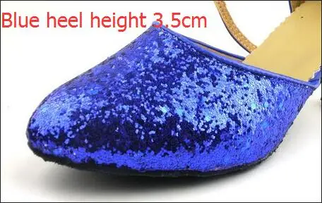 Blue 1 Новинка, 5 цветов, расшитые блестками, синие, красные, черные, золотые, серебряные, женские туфли для бальных танцев, танго, сальсы, латинских танцев/дешевая обувь для сальсы с закрытым носком - Цвет: Blue 1