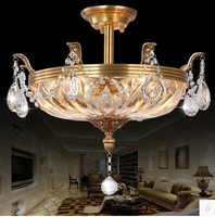 led 21w 30w european style atmosphere round crystal llamp luxury copper droplight sitting room dining roo 110 240v