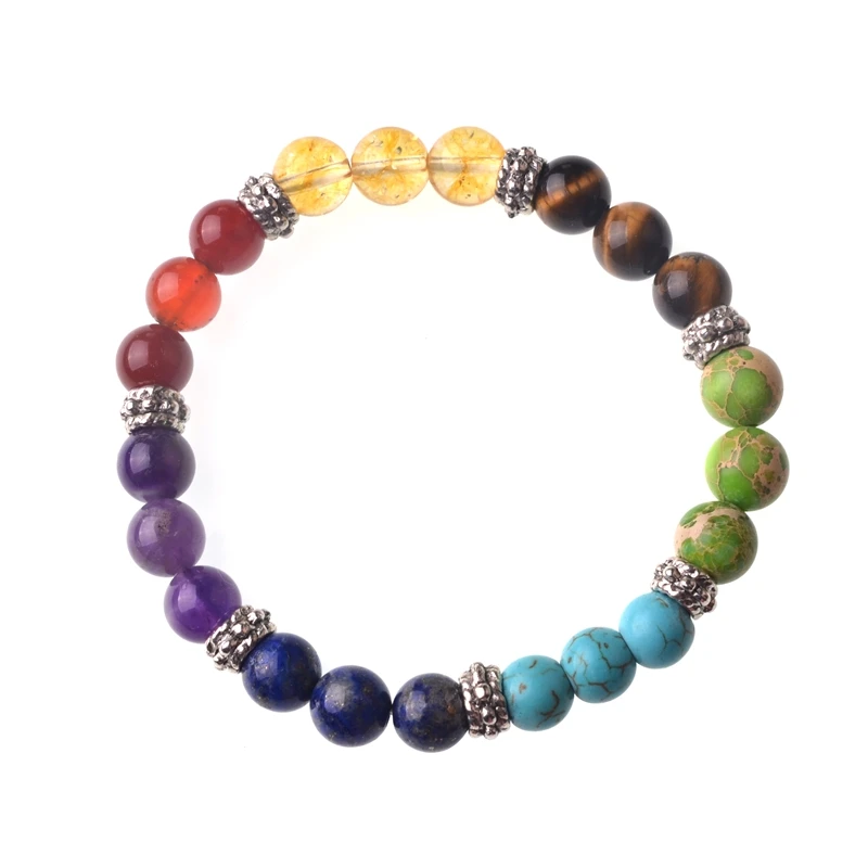 Natural Stone Beaded Bracelet 7 Chakra Beads Birthstone For Women Gift | Украшения и аксессуары