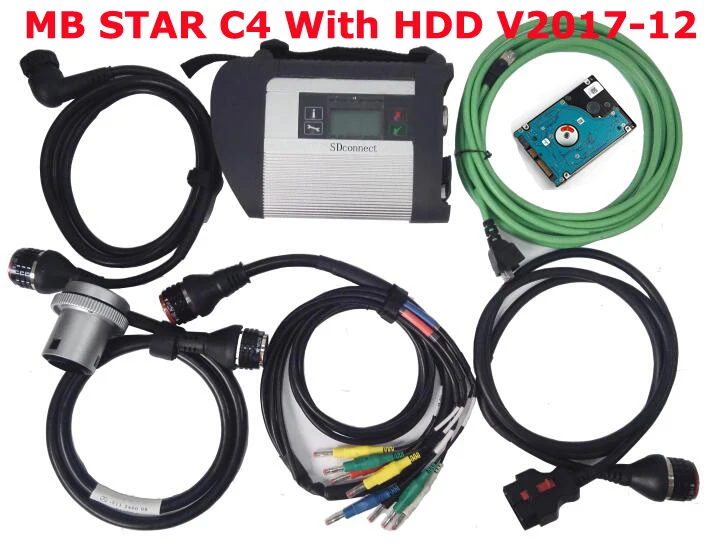 Star C4 with HDD Новинка-09 в A++ качественный полный чип MB STAR C4 диагностический инструмент wifi Диагностика MB SD Подключение компактный C4 диагностический сканер 12 В/24 В - Цвет: Star C4 with HDD
