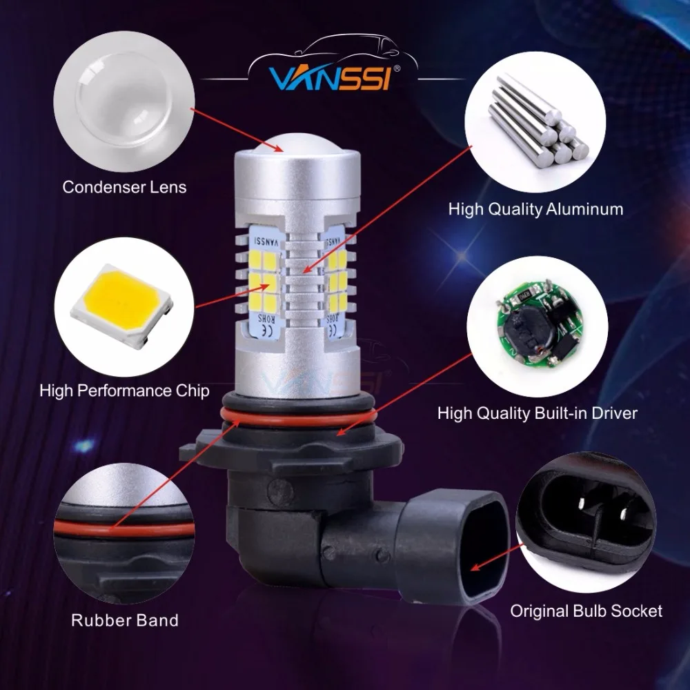 2 x H10 светодиодные лампы высокой мощности белые 21 SMD для замены