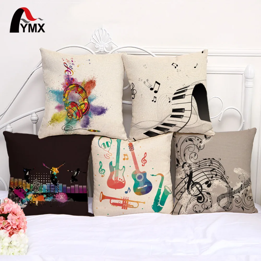 Наволочка для подушки с принтом музыкальных инструментов|cushion cover|printed cushion covercushion