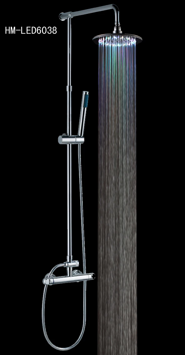 Led rainfall shower head set thermostatic valve pole designer 2 way 8&quotLED | Обустройство дома