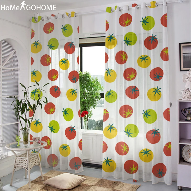 Аниме томатный Cortinas para la Sala 3D Тюль Шторы s для Гостиная прозрачная занавеска