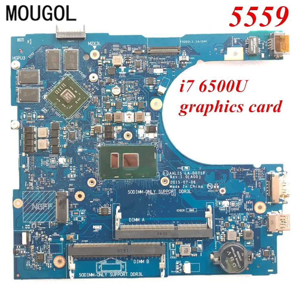 Mougol Высококачественная материнская плата для Dell 5559 Материнская плата ноутбука AAL15 LA-D071P I7-6500U видеокарта протестирована