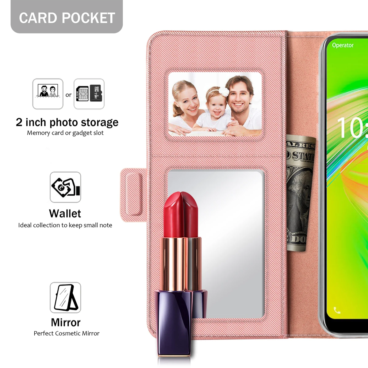 Чехол для Asus Zenfone Max Shot ZB634KL из искусственной кожи с откидной крышкой и подставкой, чехол-кошелек для Asus Zenfone Max Plus M2 ZB634KL, чехол для карт, зеркало