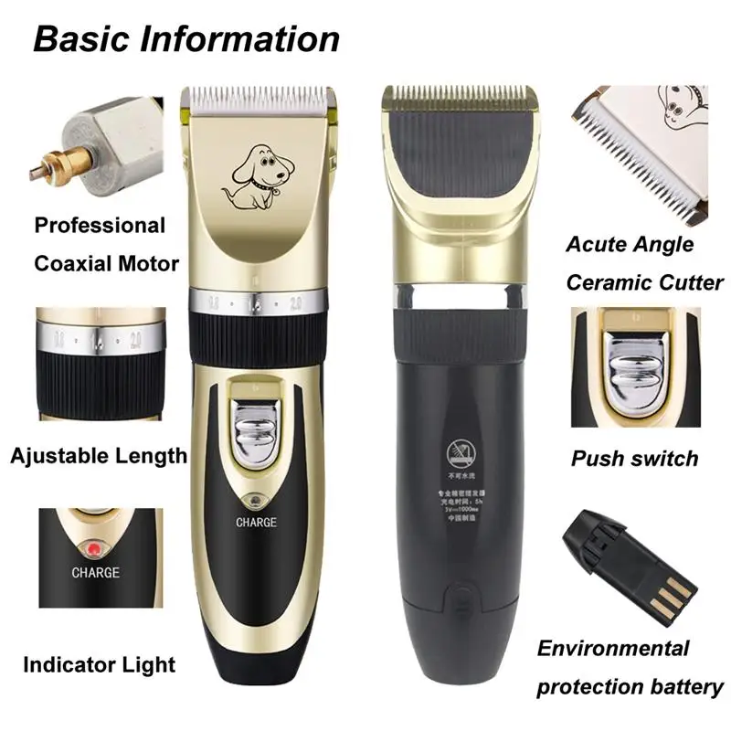 Baorun Professional Pet собака триммер для волос животное машинки для стрижки волос кошка резак машина бритва Электрические Ножницы Clipper 110-240 В AC