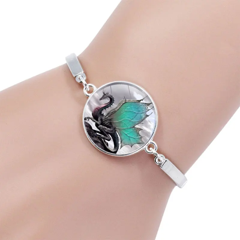 Silver Color Movie Ice and Fire Game of Throne Dragon Glass Cabochon Bangle Women Men Chain Charm Bracelet Jewelry | Украшения и